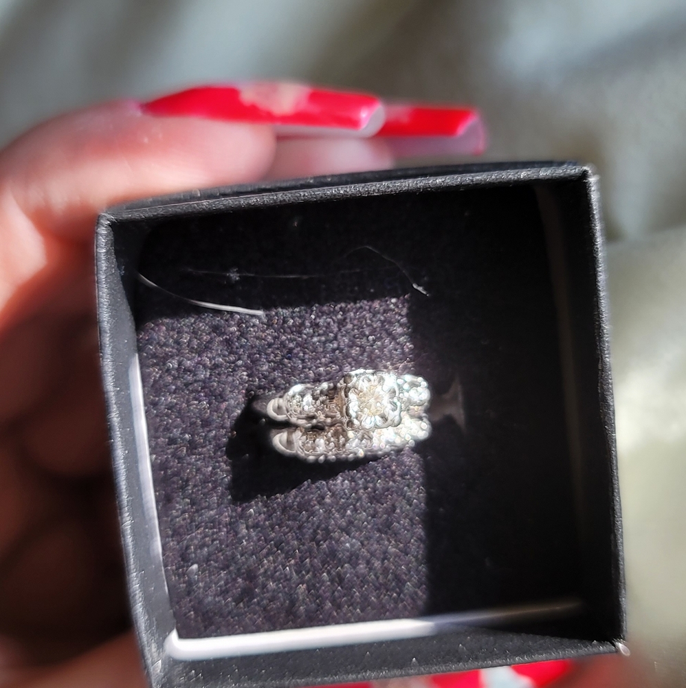 Antique Wedding set .25ct Center Flawless Diamond 14K Plumb White Gold